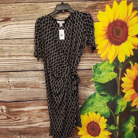 Motherhood Maternity black/white midi dress NWT - Picture 1 of 6
